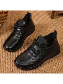 Women's Waterproof, Anti-Slip, Anti-Oil Leather Work Shoes, Odor Resistant, Lightweight And Comfortable Soft Sole, Suitable For Work, Kitchen, Mothers - Black - View 11