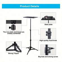 VELEC Adjustable Projector Stand With Tray - Portable Laptop Stand, Foldable Tripod, Suitable For Desk And Floor Use, Metal Structure, Projector Tripod, Outdoor Movie Projector Stand, Laptop Stand - Black - View 3