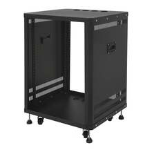 Futchoy 15U Audio Rack, Audio Rack With Feet & Wheels, Rolling Studio Rack Case - Black - View 7