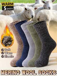 10 Pairs Men's Thick Wool Socks, Winter Socks, Thermal Socks, Suitable For Skiing, Cycling, Outdoor Sports, Christmas/Thanksgiving/New Year Gifts, Comfortable Socks For Daily Life, Fashionable Outdoor Running Socks, Cozy Socks - Multicolor - View 5