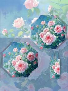 1把新款折叠伞高清双面印花遮阳伞油画风格雨伞春夏秋冬通用男女学生防晒防紫外线伞 - 如圖 - 查看 7