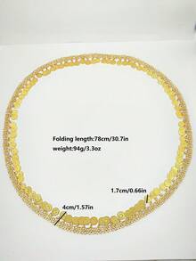 1pc Versatile Hollow Metallic Flower Pendant Necklace, Turkish Ottoman Pattern, Gold-Tone, Moroccan Arabic Bridal Wear, Everyday Accessory, Festival Gift - Love Heart - View 7