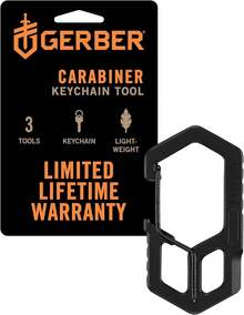 Gerber Multiherramienta y llavero, mosquetón de 3 cámaras, abridor de botellas y abridor de botellas, longitud: 6,1 cm, peso: 18 g, acero inoxidable, negro, 1075355 - Color negro. - Ver 1