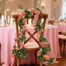 1/50 pièces Guirlande de roses artificielles, convient pour la décoration de mariage, les fêtes d'anniversaire, la décoration de lieux d'événements, la salle à manger, la fenêtre de la chambre à coucher, la Saint-Valentin, le Nouvel An, la décoration de jardin extérieur - rose rose - Voir 8