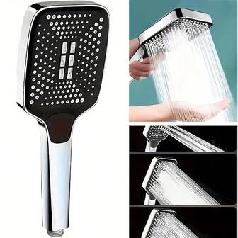 3-Mode Adjustable Handheld Shower Head With Spray Function, Water-Saving Design, Self-Cleaning Silicone Nozzle, Plastic Material - Ideal Bathroom Shower Head, Great Gift