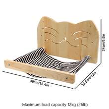 13.6kg (30lb) Capacity Wooden Cat Wall Shelf, Cat Climbing, Playing, Resting Wall Perch, Wall-Mounted Cat Scratching Post, Cat Tree