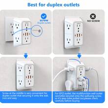 JcBlaon Outlet Extender, Surge Protector Outlet With 6-Multi Plug Outlet And 4 USB Ports(2 USB C), 3-Sided Power Strip Wall Charger, Multiple-Plug Outlet Splitter For Home Travel Office