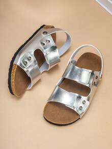 New Spring/Summer Fashion Children Sports Sandals, Leather Belt Double Buckle Design, Boys Casual Outdoor Beach Sandals - Silver - View 5