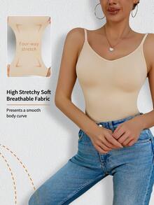 Women Seamless Shaping Camisole Sexy Deep U-Neck Backless Slimming Supportive Waist Shaper Vest Without Padded