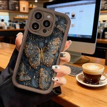 Funda de Teléfono Diseño de Mariposa Negro y Dorado para  15 Pro Max  14 Pro  13  Galaxy S23 S22 S21 Protector de Teléfono Funda de Pareja Regalo para Él Ella San Valentín Cumpleaños - Café integral - Ver 7