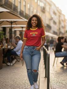 Women's Embroidered Shirt Brazil – Regular Fit - 紅色 - 查看 8