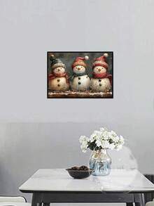 1 Stück DIY Diamantmalerei - 3 Schneemänner, Heimdekoration, Vollbohrung, 40X30CM/50X40CM