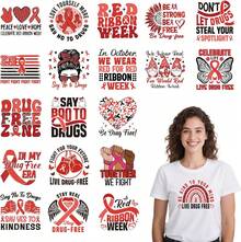 Breast Cancer Awareness Iron On Transfers - 20Pcs Falueqg Dtf Transfers Ready To Press, Football Games Pink Ribbon Breast Cancer Awareness Month Iron On Decals Patches Stickers For DIY Cheer Tshirts - 20pcs Red Ribbon - View 1