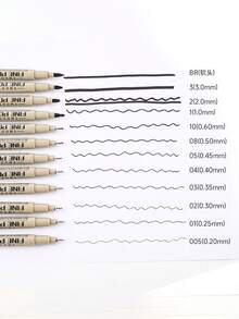 12pcs Fine Tip Waterproof Ink Pens Set - Black, Assorted Nib Sizes, Suitable For Detailed Sketching, Journaling, Outlining And Cartoon Animation, Smooth Floral And Precision Art, Back To School - Black - View 5
