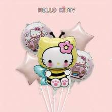 新爱心小猫、小艺术家小猫、蜜蜂小猫、生日数字气球套装、甜美风格生日派对装饰气球 - 彩色 - 查看 4