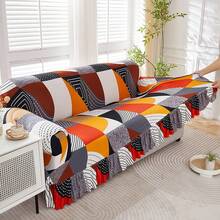 1pc Printed Elastic Hem Sofa Cover, Full Coverage Sofa Slipcover, All-Season Universal One-Piece Sofa Cover, Soft Fabric, Suitable For Straight Sofa, Beautify Environment, Used For Living Room, Bedroom, Study, Sofa Decor Cover, Home Decor - Colored Grid-skirt - View 11