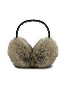 1pc Faux Leather & Plush Foldable Earmuffs, Women's, Warm For Winter, Millennial Ear Warmers, Student Ear Muffs, Makes Face Look Smaller, Keeps Ears Cozy Earcover - Multicolor - View 10