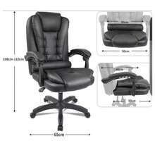 DASCK Sillón de Oficina Reclinable – Cuero Sintético Blanco, Altura Ajustable, Base Giratoria y Apoyabrazos Acolchados – Silla de Dirección Ergonómica - Blanco - Ver 4