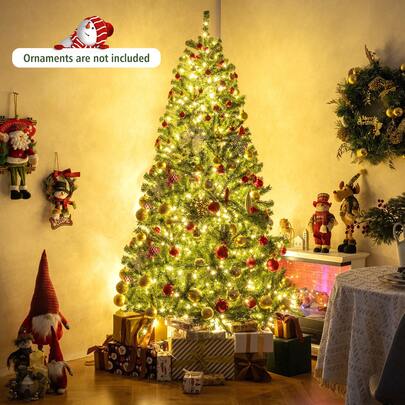 Lifezeal Pre-Lit Artificial Christmas Tree With Branch Tips Warm White LED Lights 3 Lighting Modes
