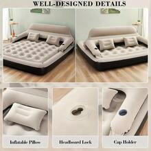 Luxury Air Mattress With Headboard& Pillows- Quick Inflate/Deflate, Includes Built-In Pump, Soft Flocked Top For Ultimate Comfort At Home Or Camping - 1pc - View 7