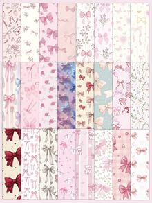 24张可爱书签套装，精美蝴蝶结和花卉设计，适合爱书人士，精致硬纸板文具，可用于书籍和日记本，激发幸福与梦想 - 粉色 - 查看 3