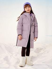 mini bala 三重防护系列少女长款羽绒服防风防水保暖冬季款 2025 - 深紫 - 查看 1