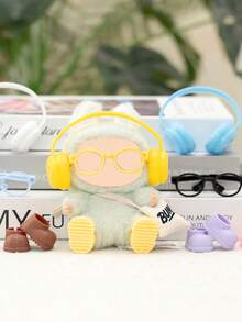 Für Labubu 2. / 3. Generation Modeset 17cm Kunstmodell für LABUBU 17CM Vinyl-Figur mit vollständigem Zubehör - Kopfhörer + Brille + bunte abnehmbare Miniatur-Stiefel Kleidung Wohndekoration, geeignet als Geschenk für Freunde, Familie, Partner, Halloween/Weihnachten, lässige vielseitige Outfit-Accessoires - Verschiedenfarbig - Übersicht 8