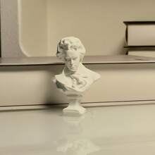 1pc Small Sculpture Decoration, Nordic Character Sculpture Ornaments, David Plaster/Mozart/Beethoven/Moliere/Agrippa/Statue, Artistic Portrait, Creative Living Room Bookshelf Home Decoration - White - View 12