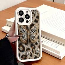 Funda de Teléfono Diseño de Mariposa con Estampado de Leopardo y Rhinestones para iPhone 14 Pro Max 13 12 11 Plus  Galaxy S23 S22 S21 Ultra Note 20 Funda de Protección para Teléfono Regalo de Pareja para Novio Novia Día de San Valentín Regalo de Cumpleaños - Blanco - Ver 2