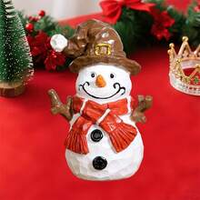 Figuras navideñas de resina: estatuas de Papá Noel y muñeco de nieve. Adornos de escritorio para decoración navideña del hogar y regalos. - blanco puro - Ver 2