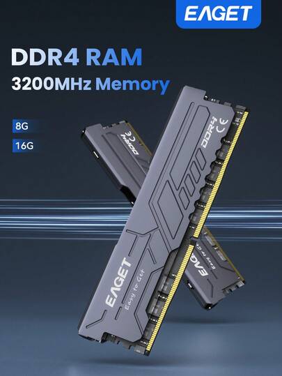 PS40 Serie DDR4 Arbeitsspeicher, 32GB Kit (2x16GB) / 16GB Kit (2x8GB), 3200MHz DDR4 Gaming Arbeitsspeicher, kompatibel mit Intel und AMD Desktop Stücke, mit Aluminiumgehäuse und doppelter Wärmeableitung mit 3M Wärmeleitkleber (Schwarz)