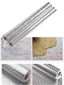 40厘米 x 2-4米 自粘铝箔防水耐热贴纸，厨房防油贴纸，适用于水槽/橱柜/抽屉
