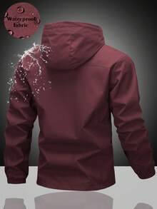 男士连帽抽绳软壳防风夹克，运动休闲风，正面大口袋，侧边拉链口袋，适合日常穿着，百搭流行款。