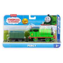 Mattel 托马斯和朋友 TrackMaster 电动玩具火车带货车，锌合金材质，兼容其他火车，压铸金属，适合 3 岁及以上学龄前儿童角色扮演游戏 - Percy - 查看 6