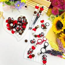 25/40pcs Cute Animal Heart Shaped Silicone Bead Set, Includes Cow, Rose, Heart And Other Beads, Fashionable Design, Suitable For Jewelry Making, DIY Bracelets, Lanyards, Beaded Pens, Holiday Party Decorations, Keychains And Other Crafts - Ideal Valentine's Day Gift - Beading Set, Beading Supplies - Love Animal Series - View 11