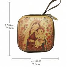 Bolsa de almacenamiento con cremallera para rosario portátil de la Virgen María, artículos religiosos elegantes, caja de joyería cristiana con dibujos animados para devotos, decoración de habitación, 7x7cm - Multicolor - Ver 14