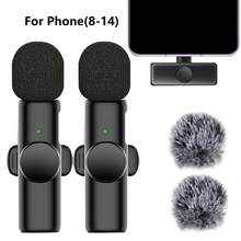 Wireless Lavalier Microphone For Phone IPad TypeC Lapel Mics Plug-Play 2.4G Ultra-Low Delay Built-In Noise Reduction Chip Working Time For Video Recording Interview Podcast Vlog - Black - View 16