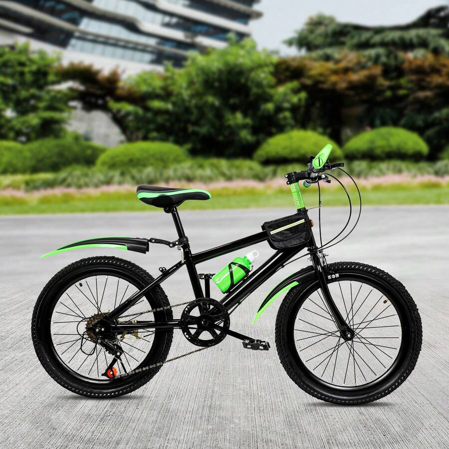 Children Mountain Bike, 20-Inch Adjustable Bike, Fitness Sports Bike, Suitable For Youth 1.3m To 1.5m Tall, Red/Green Mountain Bike. Designed For Rugged Terrain, Muddy Trails, Grassy Fields, Mountain Paths, Sandy Surfaces, And Wet Conditions. - 綠色 - 查看 1