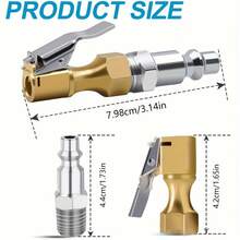 Pitón de inflado de neumáticos de sujeción rápida estándar de EE.UU.- Cuerpo de cobre, ajuste universal - Estándar de EE. UU. - Ver 1
