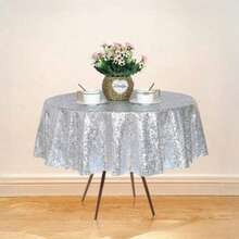 Sequin Tablecloth 48x95 Inches Rectangle, Glitter Table Cover Sparkly Classy Elegant Tablecloth For Christmas, Halloween, Weddings, Birthday Parties, Valentine's Day, Candy Buffets, Exhibitions, Graduation Ceremonies, Table Decor, Home Decor - Solid Color - View 19