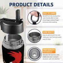 Woody Woodpecker 20oz Stainless Steel Insulated Tumbler Leakproof Lid, Cup Holder Friendly,Easy Clean, Double Wall Hot/Cold Travel Mug For Car Office Gym Home, Coffee Water Bottle - 黑色 - 查看 5