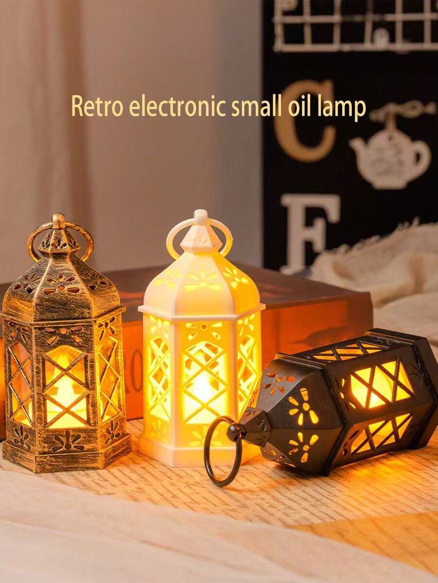 6 قطع مصباح زيت صغير عتيق، شمعة إلكترونية مزيفة بتصميم مغربي جديد للديكور على المنضدة، فانوس ديكوري بتصميم فرنسية، مصباح كيروسين محمول، ديكور للحفلات، هدية مثيرة للاهتمام