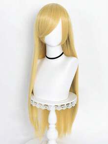 Peruca sintética de 86 cm de comprimento, dourada e lilás claro, ideal para cosplay, festa ou uso casual.