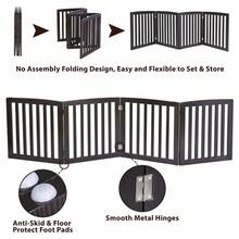 Dog Gate Indoor Freestanding 4 Panel 24" Pet Gate Foldable Dog Fence For Stairs - 預設 - 查看 4