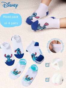 Disney 1/4 Pair Stitch Cute Cartoon Character Socks, Fashionable Casual Comfortable Breathable Odor-Resistant Moisture-Wicking Student Socks, Practical And Stylish, Patterned Absorbing, Versatile Low-Cut Socks Suitable For Daily Wear, Back To School And Holiday Gifts, Christmas New Socks