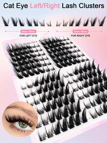 168pcs C-Curl Thick & Dense DIY Eyelash Extension Lashes, Thick Cat Eye Lashes, Thin Lashes, 8-16mm Eyelash Extension Lashes - 黑色 - 查看 5