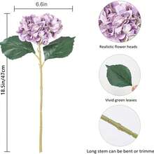1/80支仿真绣球花，逼真绣球花，仿真植物，装饰品，高品质仿真花，适用于DIY婚礼花束、派对、家居、客厅、厨房、花园、酒店、办公室、书房、房间装饰、情人节礼物 - 紫色 - 查看 2