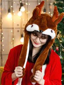 1pc Plush Animal Ear Moving Hat, Penguin, Frog, Panda, Elephant, Animal Themed Party Costume Prop - Multicolor - View 10