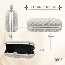 Gets Womens Pearl Clutch Purse Beaded Evening Handbag With Chain Bridal Wedding Party Bag Luxury Elegant Small Bag Formal Occasion Accessories Fashionable Chic Design - Màu be - Xem 4