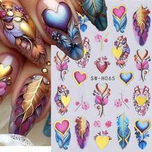3pcs 3D Bohemian Vintage Luxury Nail Art Stickers - Dreamcatcher, Colorful Feather, Heart, Flower, Star Patterns Nail Decals, Perfect For Women DIY Holiday Nail Decoration - Multicolor - View 4